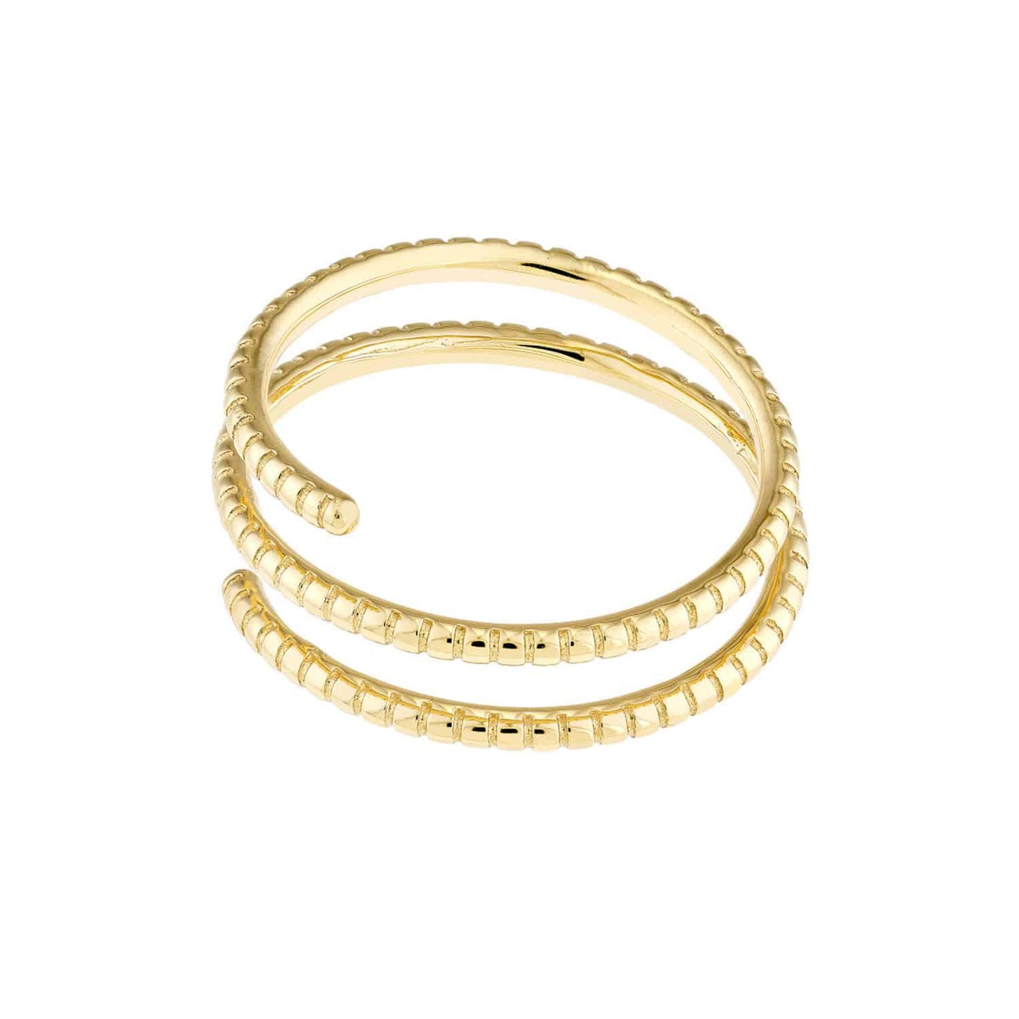 14K Gold Ribbed Texture Wrap Band Ring