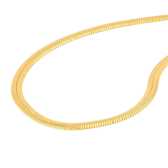 14K Yellow Gold 3.50mm Flat Oval Snake Chain (Solid Links) 18" - WJD Exclusives