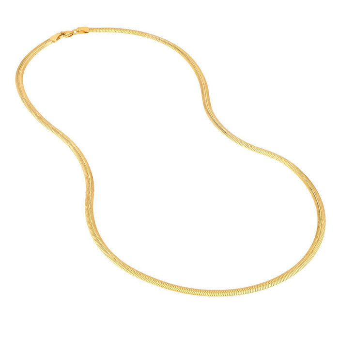 14K Yellow Gold 3.50mm Flat Oval Snake Chain (Solid Links) 18" - WJD Exclusives