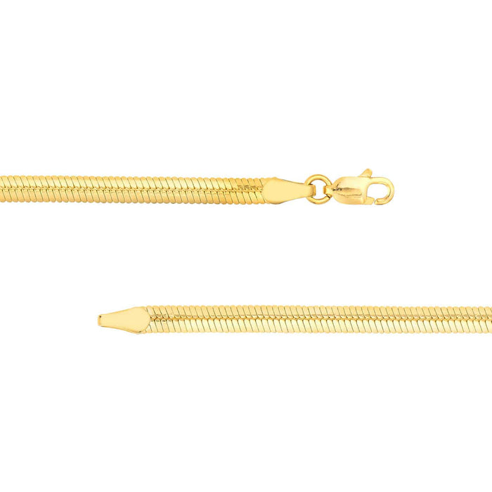 14K Yellow Gold 3.50mm Flat Oval Snake Chain (Solid Links) 18" - WJD Exclusives