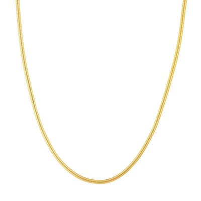 14K Yellow Gold 3.50mm Flat Oval Snake Chain (Solid Links) 18" - WJD Exclusives