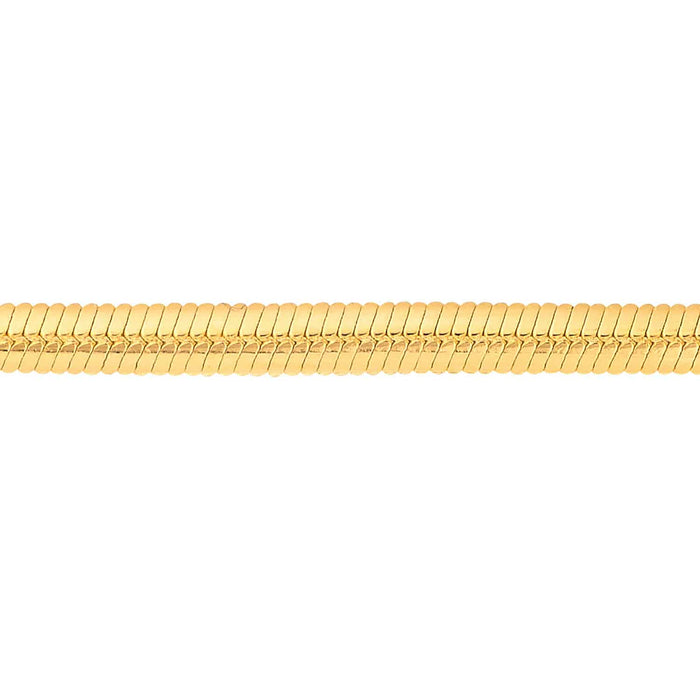 14K Yellow Gold 3.50mm Flat Oval Snake Bracelet (Solid Links) 7.5" - WJD Exclusives