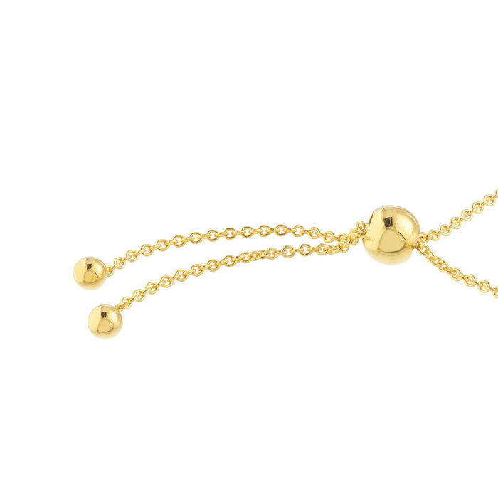 Natural Diamond 14K Yellow Gold Blue Round Evil Eye Bolo Bracelet (Hollow) 9.5" Adjustable - WJD Exclusives