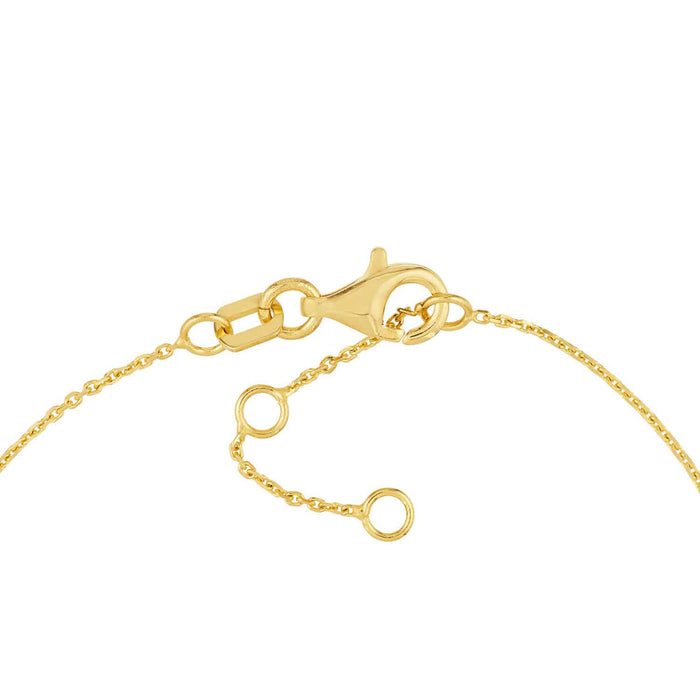 Engravable 14K Yellow Gold Personalized Heart Bracelet (Solid Links) 6.25" - 7.25" Adjustable - WJD Exclusives