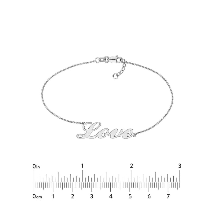 14K Yellow White Rose Gold Cursive LOVE Bracelet (Solid Links) 6.25" - 7.25" Adjustable - WJD Exclusives