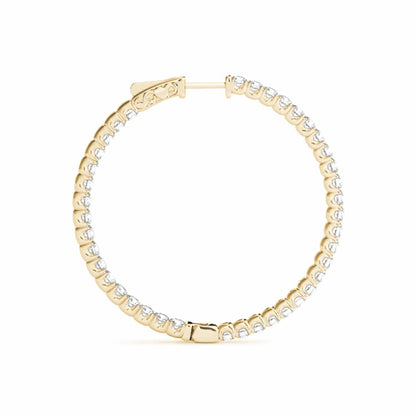 1CTW Real Diamond 14K Gold Yellow White Rose Inside Out Hoop Earrings 35mm