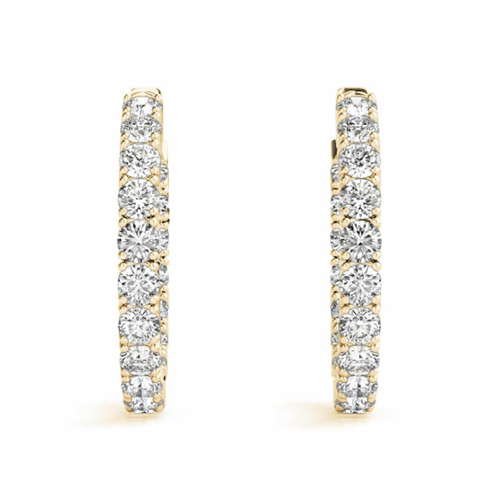 3.60CTW Lab - Grown Diamond 14K Gold Inside Outside Huggie Hoop Earrings 22mm - WJD Exclusives