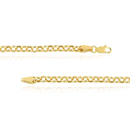 0.52CTW Real Diamond 14K Gold Anchor Pendant Puffed Rolo Necklace 18"