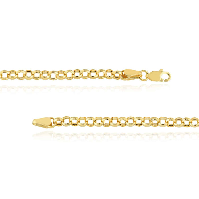 0.52CTW Natural Diamond 14K Yellow Gold Anchor Puffed Rolo Necklace (Hollow) 18" - WJD Exclusives