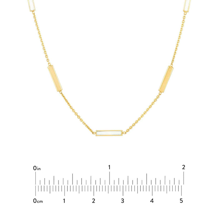 14K Yellow Gold Alternating Turquoise Enamel Bar Station Cable Necklace (Hollow) 18" - WJD Exclusives