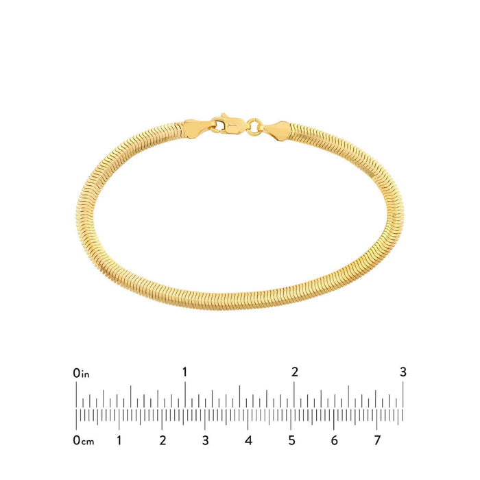 14K Yellow Gold 4.2mm Oval Snake Bracelet (Hollow) 7.5" - WJD Exclusives