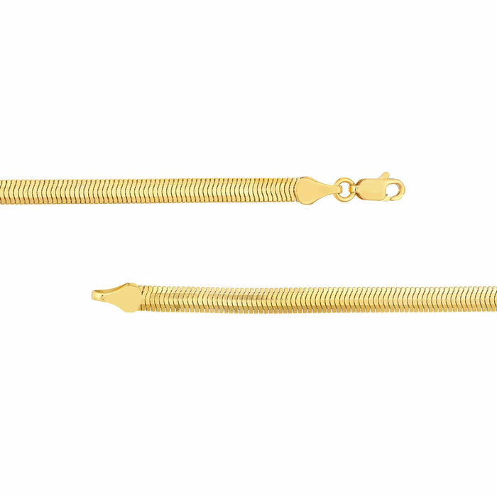 14K Yellow Gold 4.2mm Oval Snake Bracelet (Hollow) 7.5" - WJD Exclusives