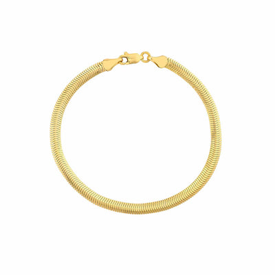 14K Yellow Gold 4.2mm Oval Snake Bracelet (Hollow) 7.5" - WJD Exclusives