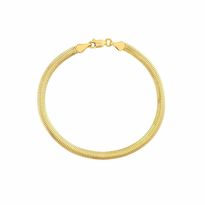 14K Yellow Gold 4.2mm Oval Snake Bracelet (Hollow) 7.5" - WJD Exclusives