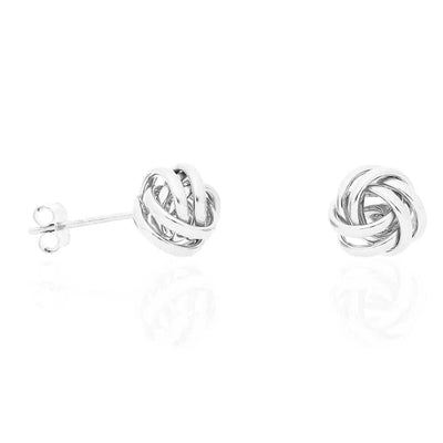 14k Yellow Gold White Gold 8mm Love Knot Push Back Stud Earrings