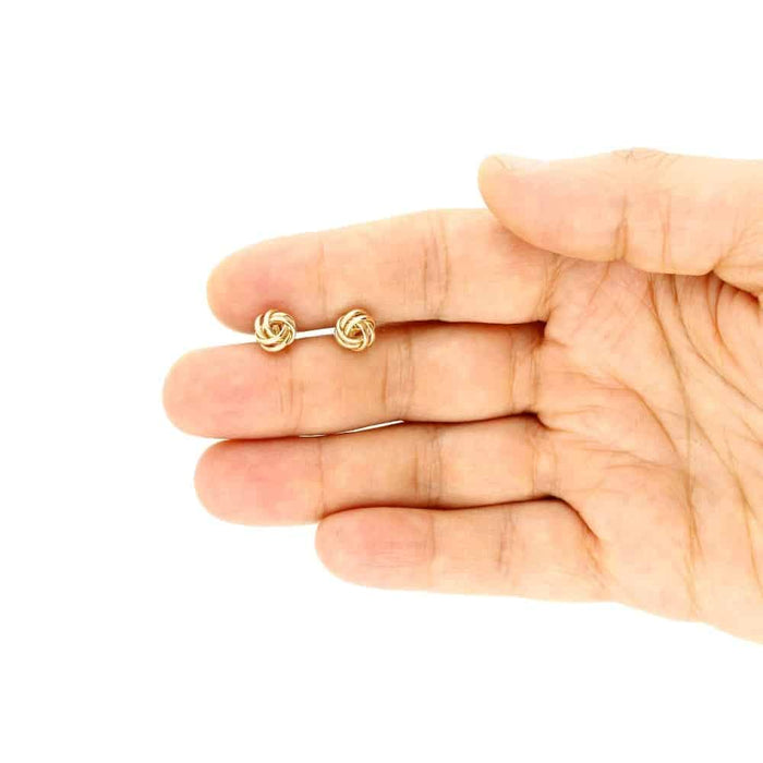 14k Yellow Gold White Gold 8mm Love Knot Push Back Stud Earrings