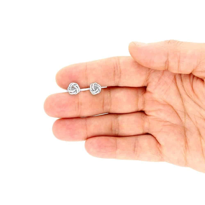 14k Yellow Gold White Gold 8mm Love Knot Push Back Stud Earrings