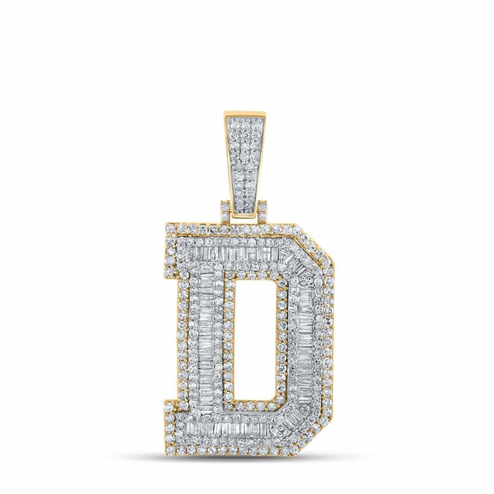 1.40CTW Natural Diamond 10K Gold 2 - Tone Yellow White Initial Letter Pendant 1.8" - WJD Exclusives
