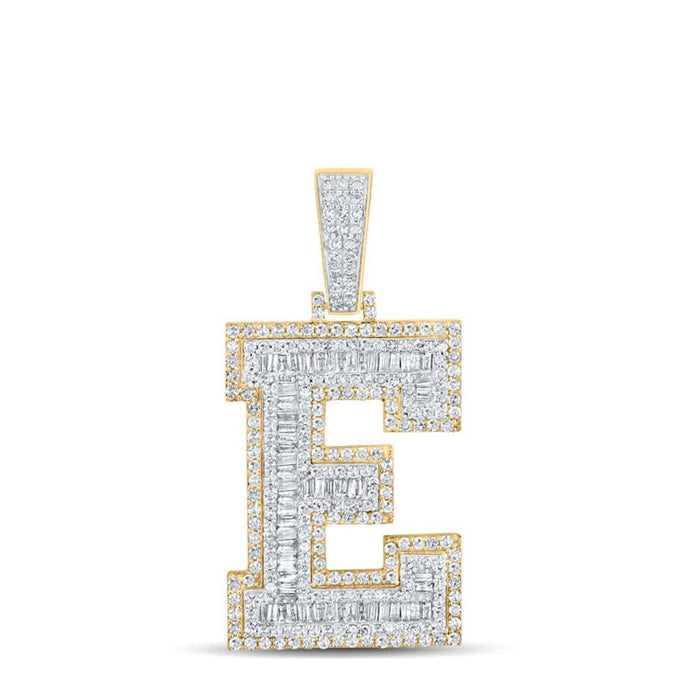 1.40CTW Natural Diamond 10K Gold 2 - Tone Yellow White Initial Letter Pendant 1.8" - WJD Exclusives