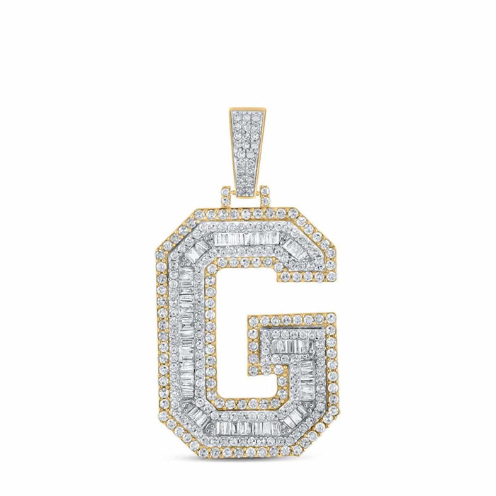 1.40CTW Natural Diamond 10K Gold 2 - Tone Yellow White Initial Letter Pendant 1.8" - WJD Exclusives