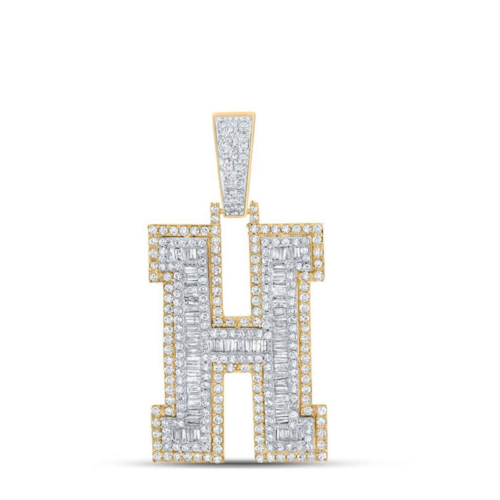 1.40CTW Natural Diamond 10K Gold 2 - Tone Yellow White Initial Letter Pendant 1.8" - WJD Exclusives