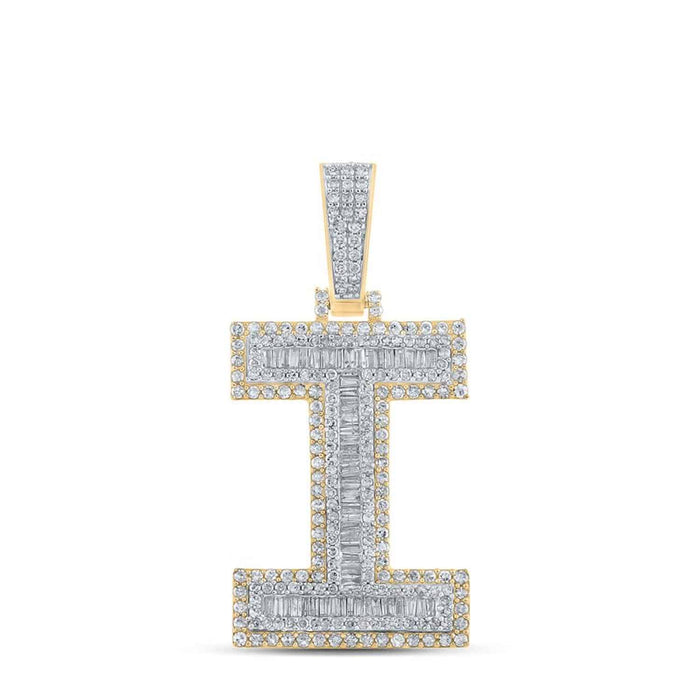 1.40CTW Natural Diamond 10K Gold 2 - Tone Yellow White Initial Letter Pendant 1.8" - WJD Exclusives