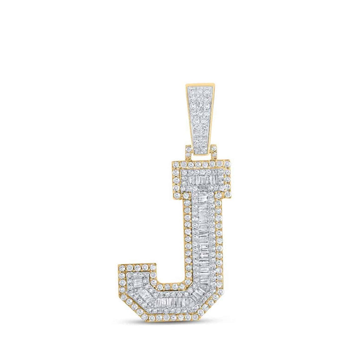 1.40CTW Natural Diamond 10K Gold 2 - Tone Yellow White Initial Letter Pendant 1.8" - WJD Exclusives