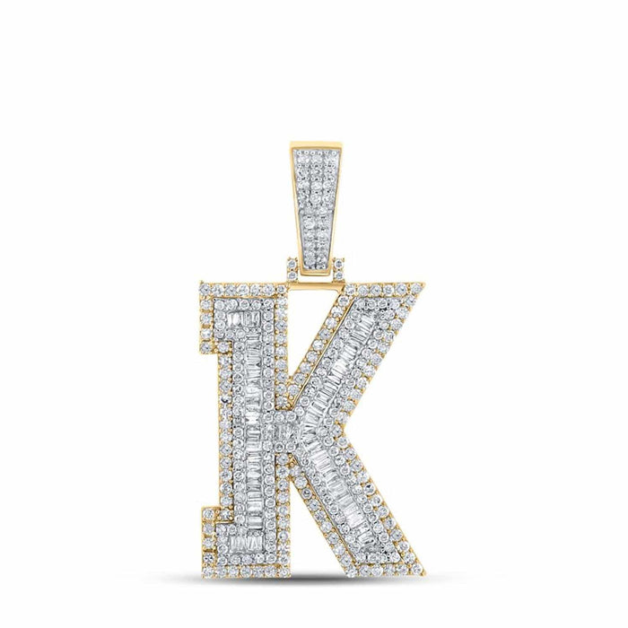 1.40CTW Natural Diamond 10K Gold 2 - Tone Yellow White Initial Letter Pendant 1.8" - WJD Exclusives