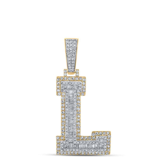 1.40CTW Natural Diamond 10K Gold 2 - Tone Yellow White Initial Letter Pendant 1.8" - WJD Exclusives
