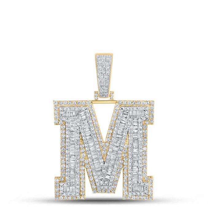 1.40CTW Natural Diamond 10K Gold 2 - Tone Yellow White Initial Letter Pendant 1.8" - WJD Exclusives