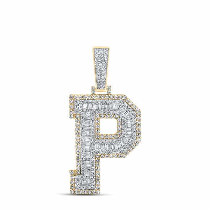 1.40CTW Natural Diamond 10K Gold 2 - Tone Yellow White Initial Letter Pendant 1.8" - WJD Exclusives