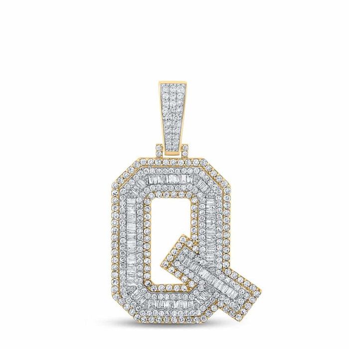 1.40CTW Natural Diamond 10K Gold 2 - Tone Yellow White Initial Letter Pendant 1.8" - WJD Exclusives