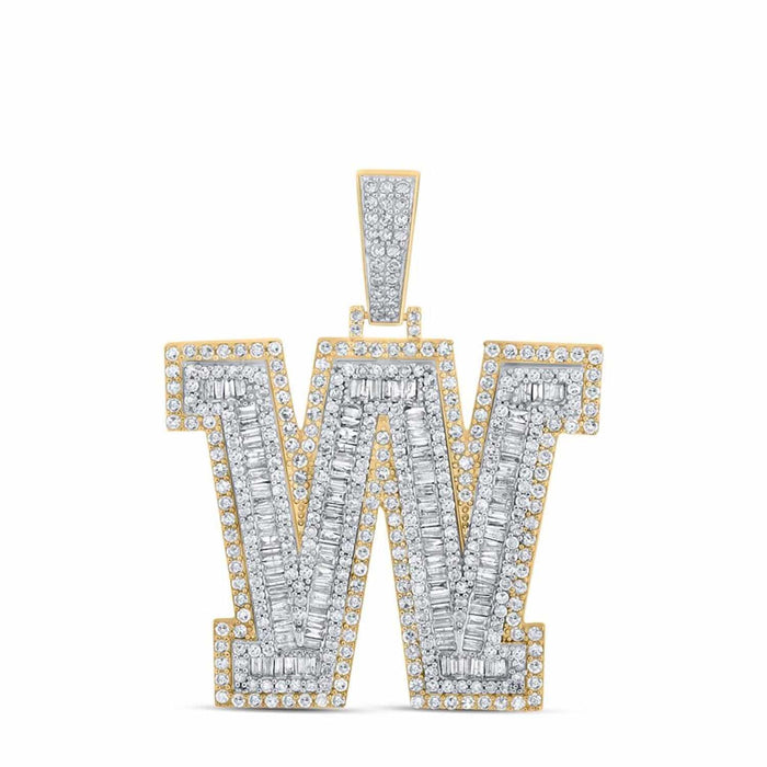 1.40CTW Natural Diamond 10K Gold 2 - Tone Yellow White Initial Letter Pendant 1.8" - WJD Exclusives