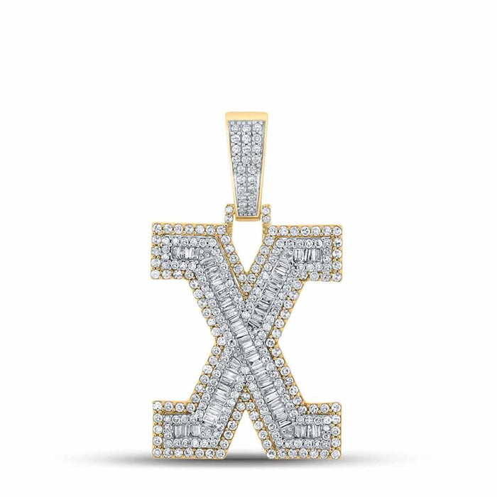 1.40CTW Natural Diamond 10K Gold 2 - Tone Yellow White Initial Letter Pendant 1.8" - WJD Exclusives