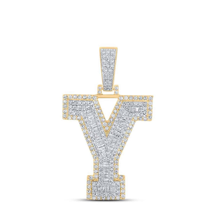 1.40CTW Natural Diamond 10K Gold 2 - Tone Yellow White Initial Letter Pendant 1.8" - WJD Exclusives