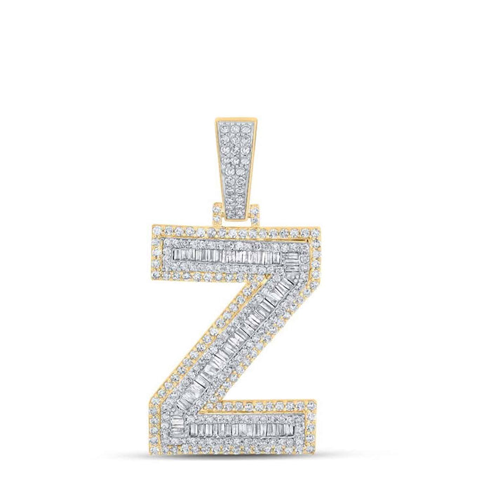 1.40CTW Natural Diamond 10K Gold 2 - Tone Yellow White Initial Letter Pendant 1.8" - WJD Exclusives