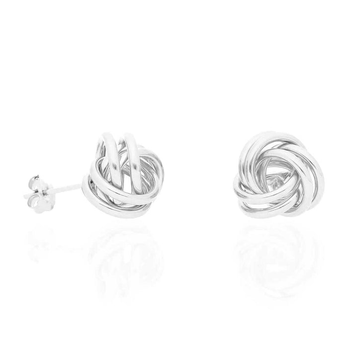 14k Yellow Gold White Gold 10mm Love Knot Push Back Stud Earrings