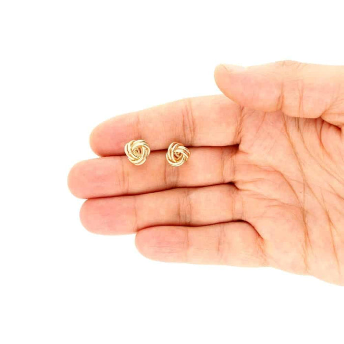 14k Yellow Gold White Gold 10mm Love Knot Push Back Stud Earrings