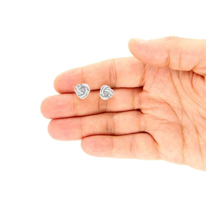 14k Yellow Gold White Gold 10mm Love Knot Push Back Stud Earrings