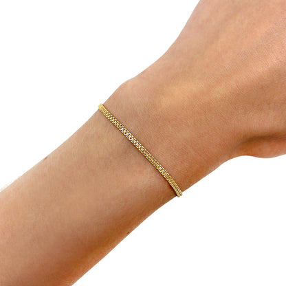 14K Gold Yellow 2.5mm Diamond-Cut Box Bismark Bracelet 7.5"