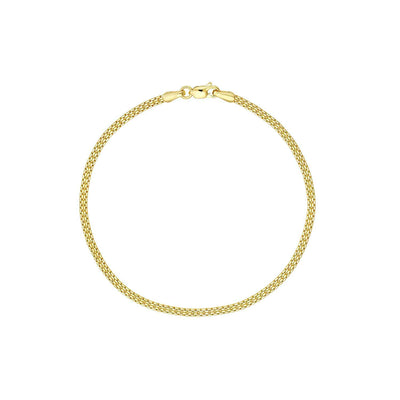 14K Yellow Gold 2.5mm Diamond - Cut Box Bismark Bracelet (Hollow) 7.5" - WJD Exclusives