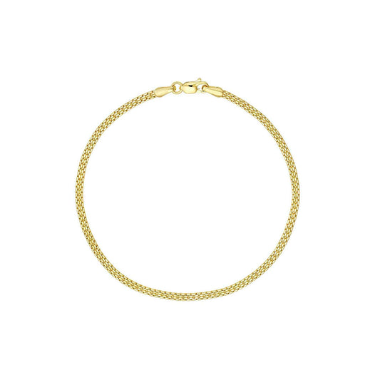 14K Gold Yellow 2.5mm Diamond-Cut Box Bismark Bracelet 7.5"