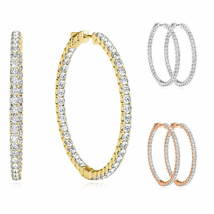 1CTW Lab - Grown Diamond 14K Gold Inside Outside Huggie Hoop Earrings 20mm - WJD Exclusives