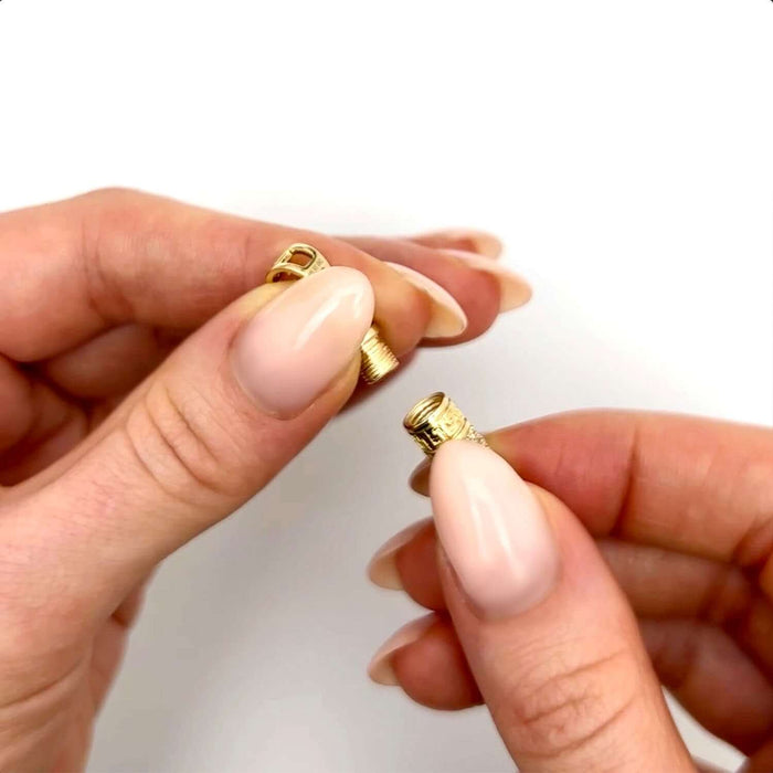 1.10CTW Natural Diamond 10K Gold Yellow White Rose Cylinder Urn Pendant 1.2" - WJD Exclusives