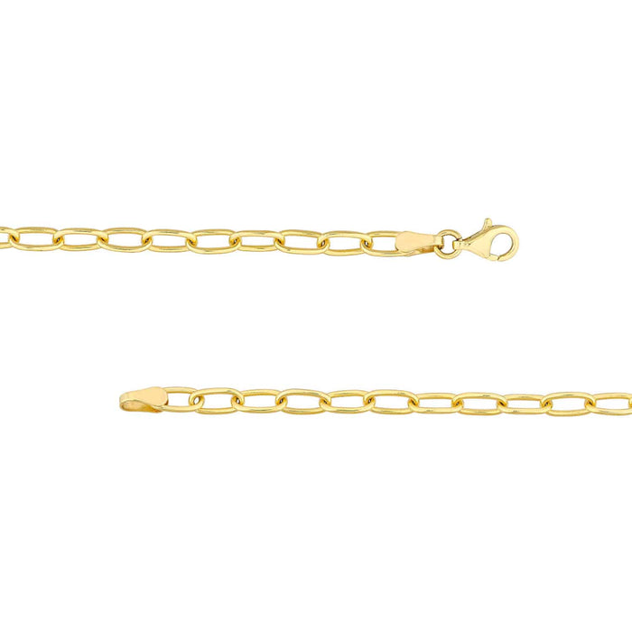 0.21CTW Natural Diamond 14K Yellow Gold Oval Link Charm Bracelet (Solid Links) 7.5" - WJD Exclusives