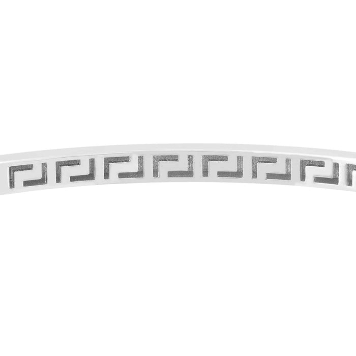 14K Gold 3.5mm Square Tube Greek Key Interior Bangle Bracelet (Solid Links) 7" - WJD Exclusives