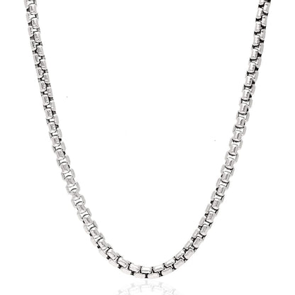 14K Real Gold White 5mm Solid Round Box Chain Necklace 22" 24" 26" 28"