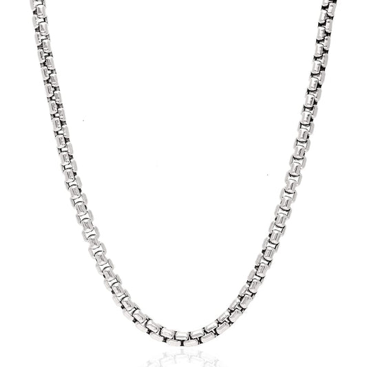 14K Real Gold White 5mm Solid Round Box Chain Necklace 22" 24" 26" 28"