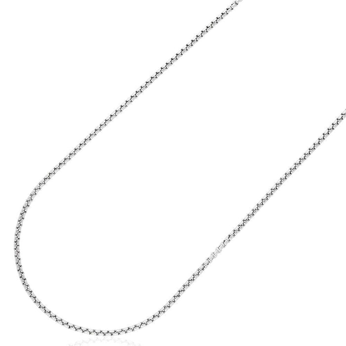 14K White Gold 2.5mm Round Box Chain (Solid Links) 18"-24"