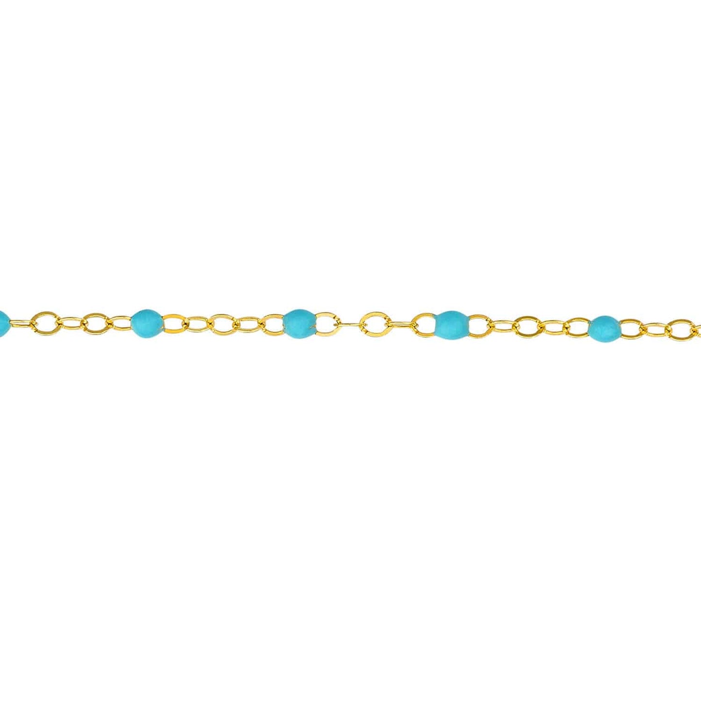 14K Gold Yellow Turquoise Beaded Piatto  Bracelet 6.5"-7.5" Adjustable